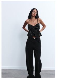 Zara rhinestone bow crop top